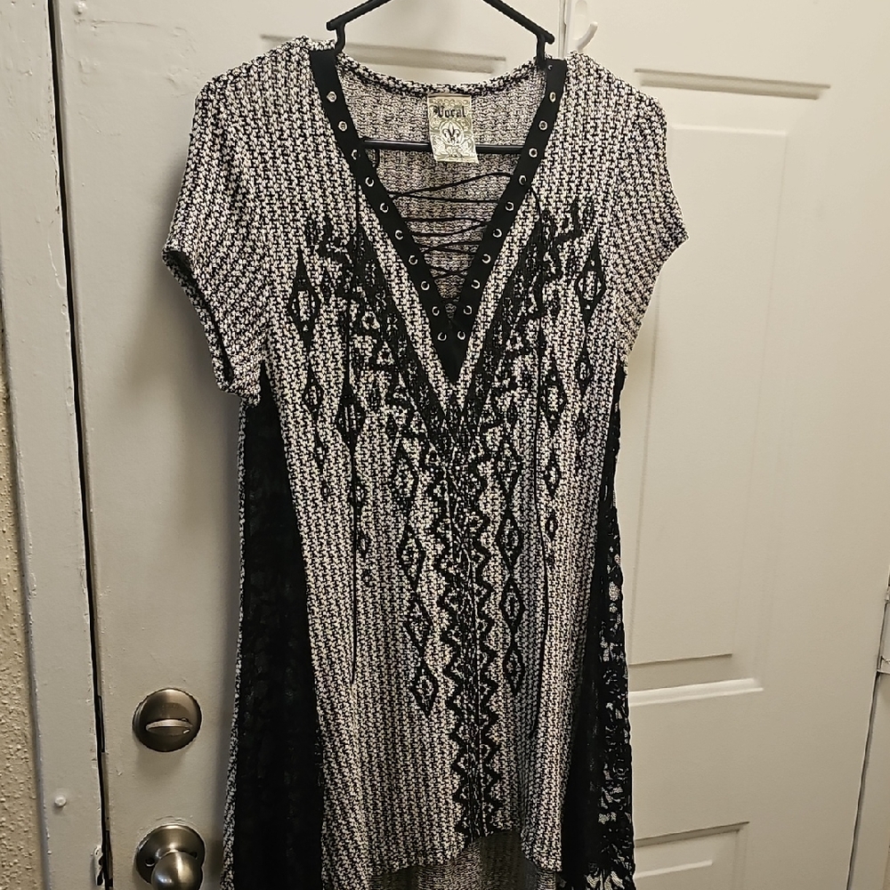 Vocal Black and White High Low Dress